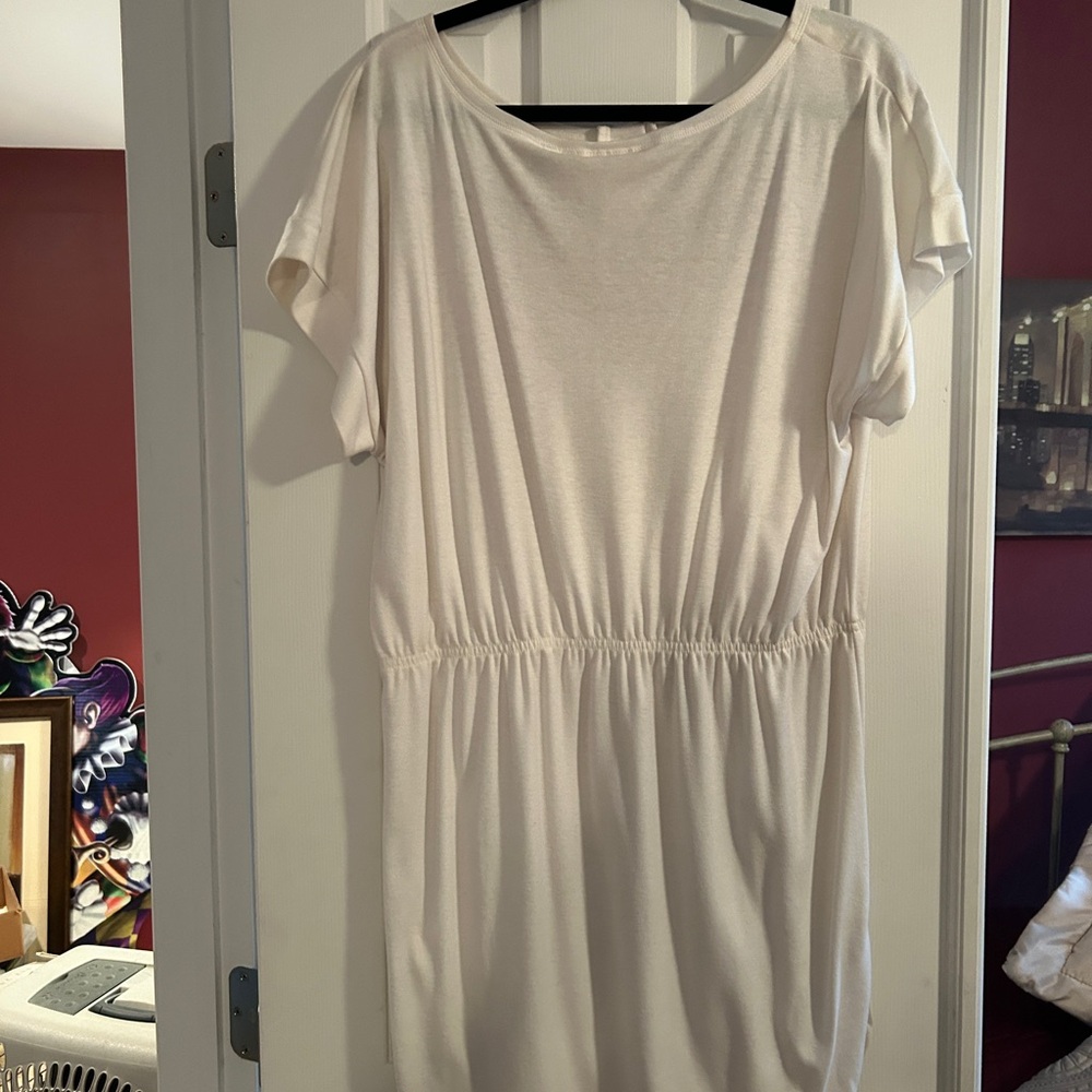Architect Cream Dolman Sleeve Scoop Neck Mini Sundress
